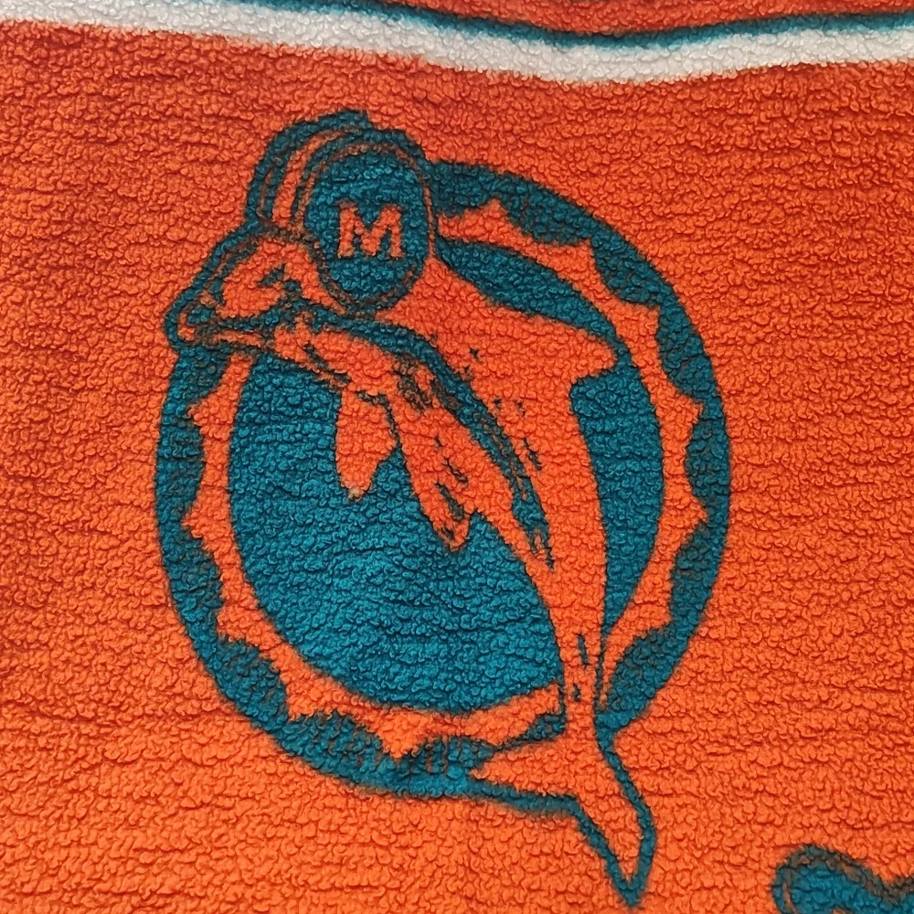 VINTAGE 90's Miami Dolphins Teal and Orange Original Logo Blanket, 6' X 4'